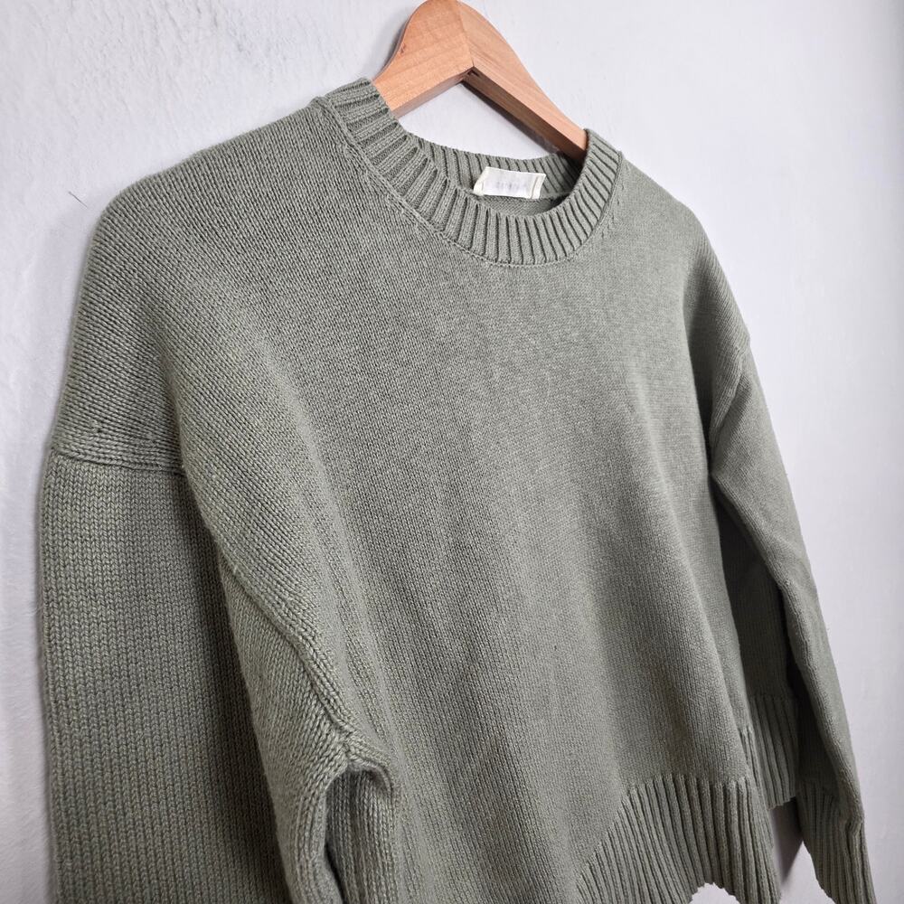 Everlane The Boxy Sweater Everyday Cotton Sage Green Small - Picture 5 of 15